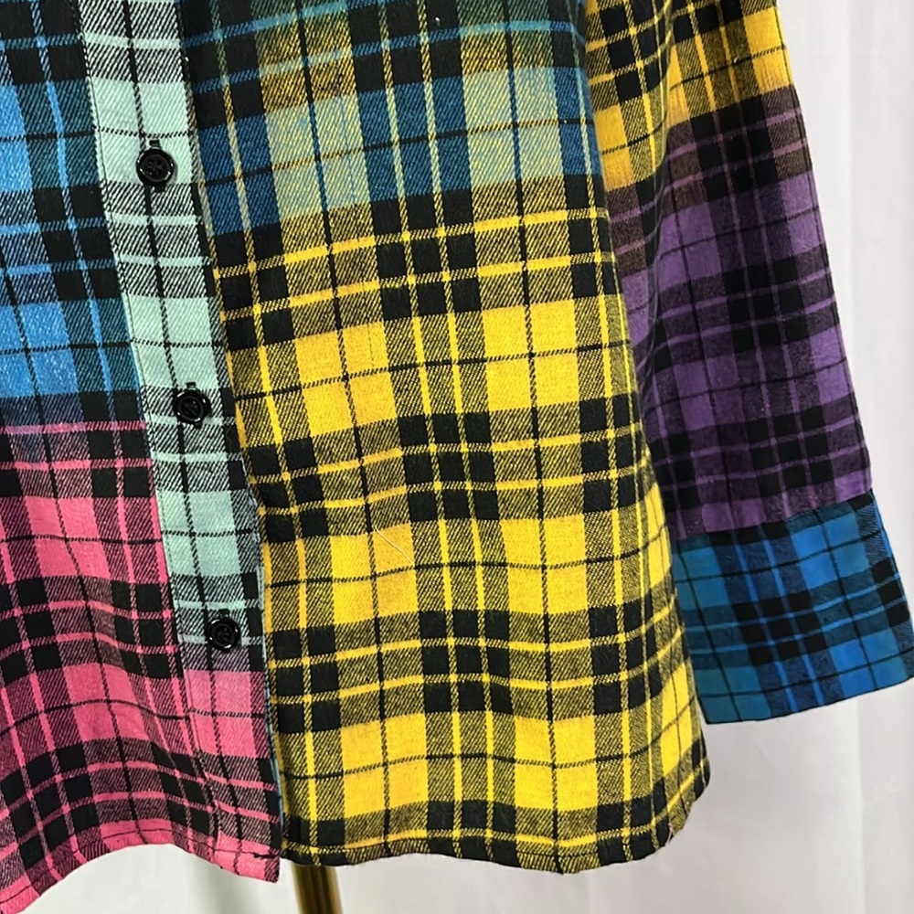 NWT Cider Multicolor Plaid Patchwork Oversized Bu… - image 9